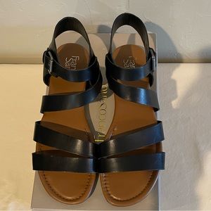 Franco Sarto black leather strappy sandals. Size 9.